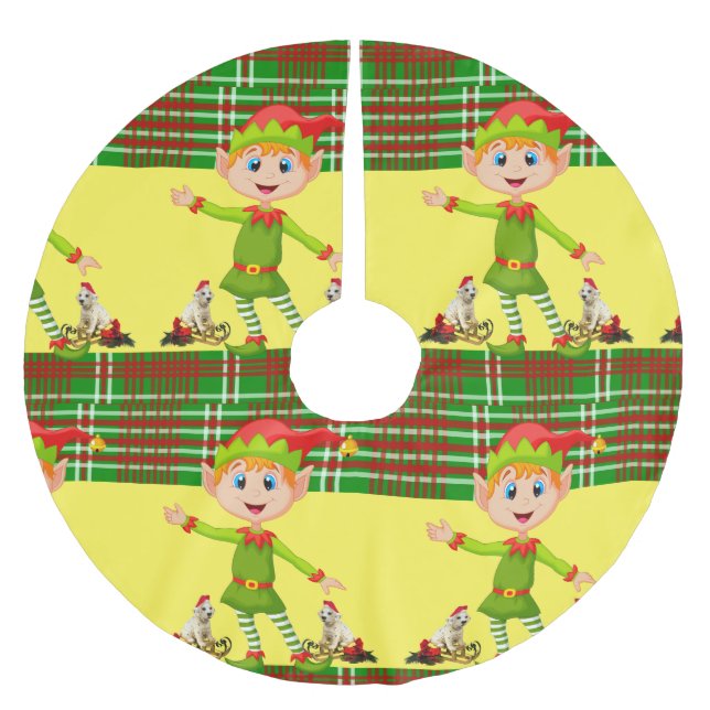 Jupon De Sapin En Polyester Brossé Jupe d'arbre de Noël (Devant)