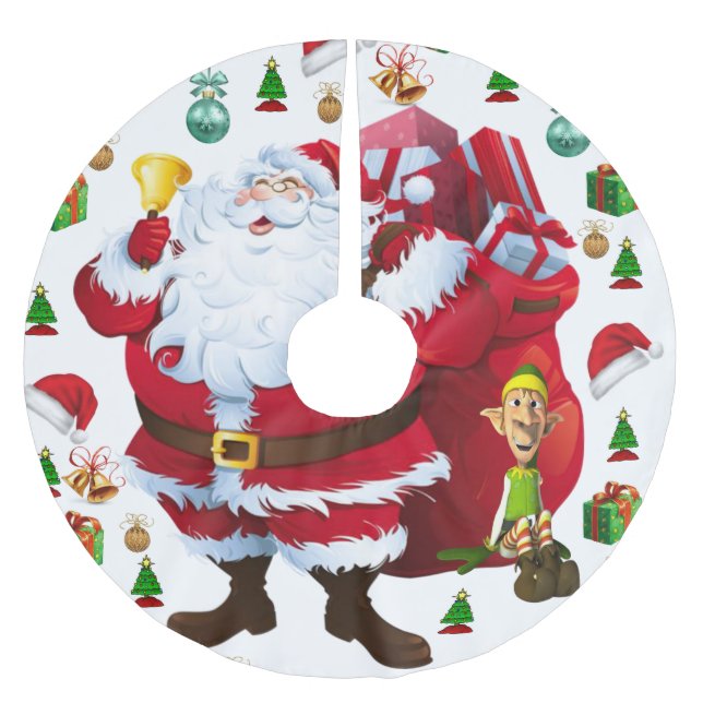 Jupon De Sapin En Polyester Brossé Jupe d'arbre de Noël (Devant)