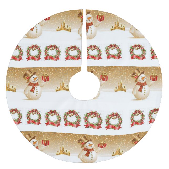 Jupon De Sapin En Polyester Brossé Jupe d'arbre de Noël (Devant)