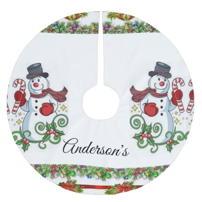 Jupon De Sapin En Polyester Brossé Jupe d'arbre de Noël (Devant)