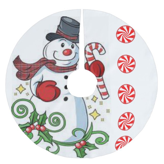 Jupon De Sapin En Polyester Brossé Jupe d'arbre de Noël (Devant)