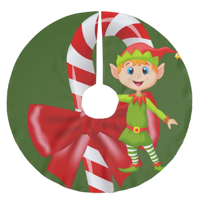 Jupon De Sapin En Polyester Brossé Jupe d'arbre de Noël (Devant)