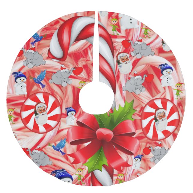 Jupon De Sapin En Polyester Brossé Jupe d'arbre de Noël (Devant)