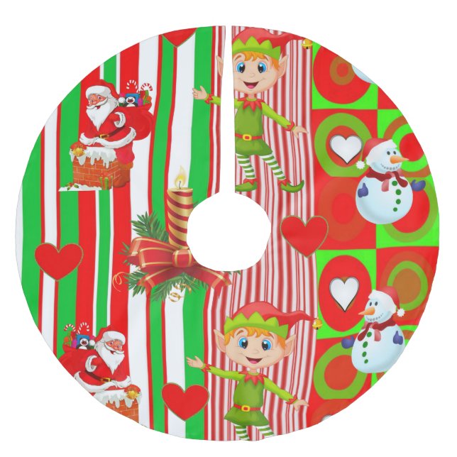 Jupon De Sapin En Polyester Brossé Jupe d'arbre de Noël (Devant)