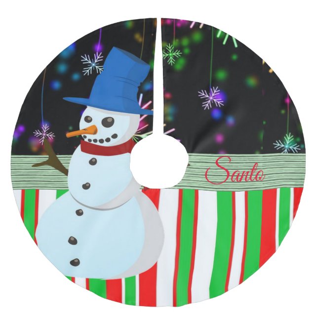 Jupon De Sapin En Polyester Brossé Jupe d'arbre de Noël (Devant)