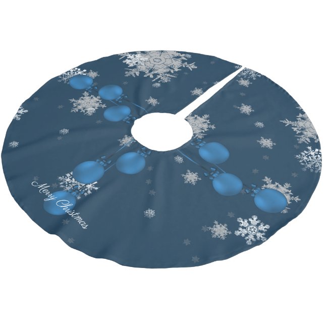 Jupon De Sapin En Polyester Brossé Jupe d'arbre de Noël bleu (Angle)