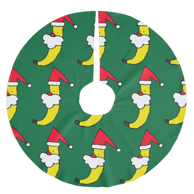 Jupon De Sapin En Polyester Brossé Jupe d'arbre de Noël de banane de Père Noël (Devant)