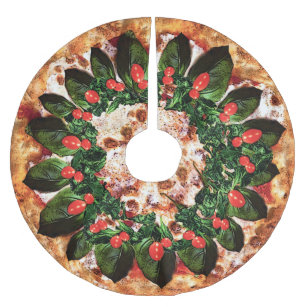 Jupon De Sapin En Polyester Brossé Jupe d'arbre de Noël de guirlande de pizza