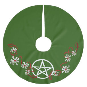 Jupon De Sapin En Polyester Brossé Jupe d'arbre de Noël de pentagramme, jupe païenn