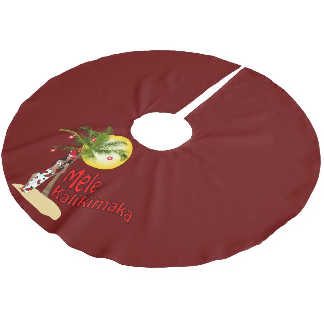Jupon De Sapin En Polyester Brossé Jupe d'arbre de Noël de Pin- Mele Kalikimaka (Angle)