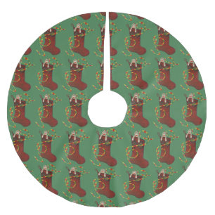 Jupon De Sapin En Polyester Brossé Jupe d'arbre de Noël de singe de chaussette