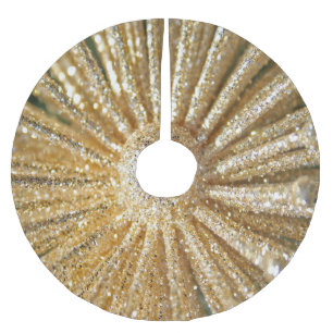 Jupon De Sapin En Polyester Brossé Jupe d'arbre de Noël d'étincelle d'or