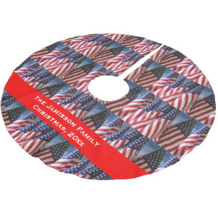 Jupon De Sapin En Polyester Brossé Jupe d'arbre de Noël, Drapeaux américains, Personn