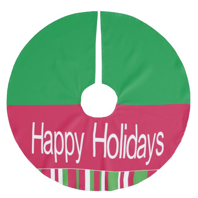 Jupon De Sapin En Polyester Brossé Jupe d'arbre de Noël Joyeuses fêtes (Devant)