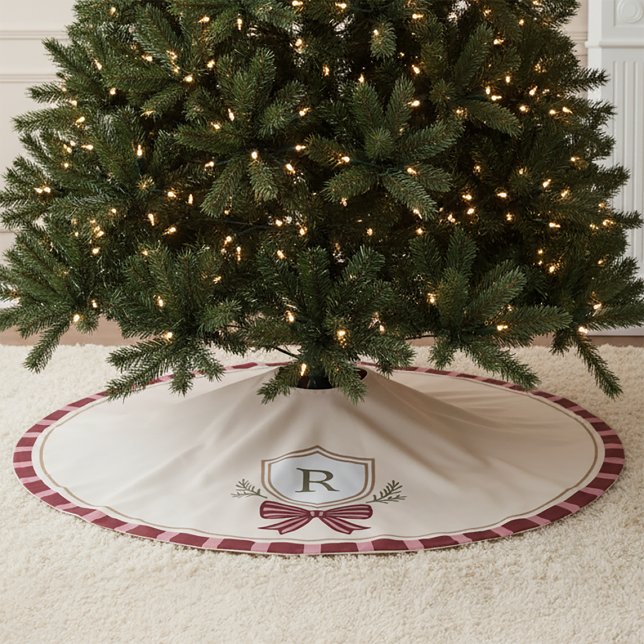 Jupon De Sapin En Polyester Brossé Jupe d'arbre de Noël Monogramme personnalisée (Créateur téléchargé)
