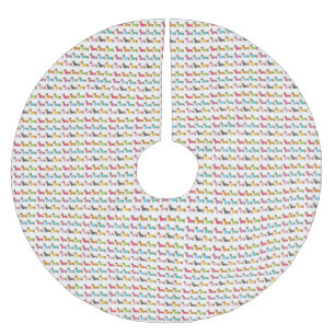 Jupon De Sapin En Polyester Brossé Jupe d'arbre de Noël Multicolor Dachshund