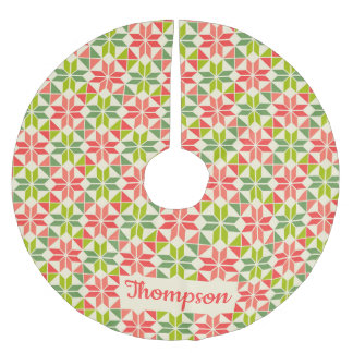 Jupon De Sapin En Polyester Brossé Jupe d'arbre de Noël Red Green Quilt