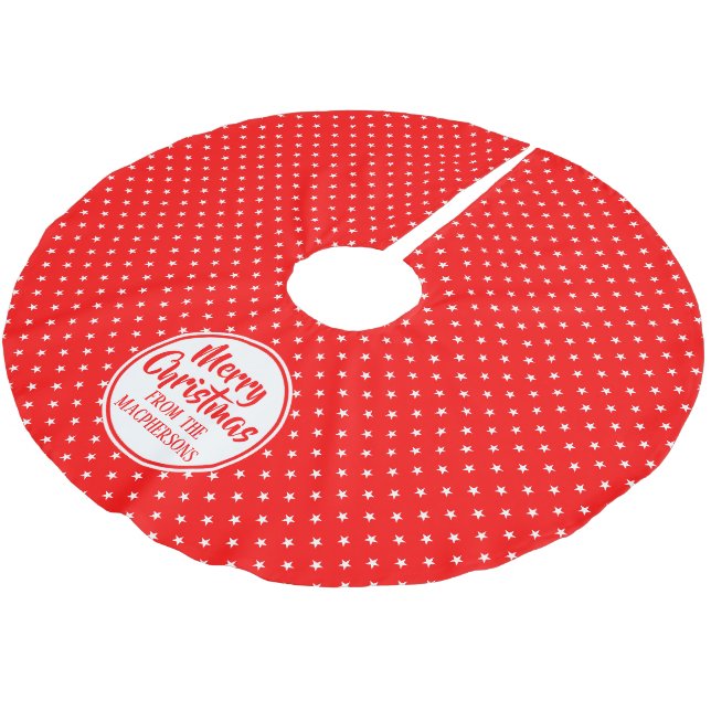 Jupon De Sapin En Polyester Brossé Jupe d'arbre de Noël Red Stars (Angle)