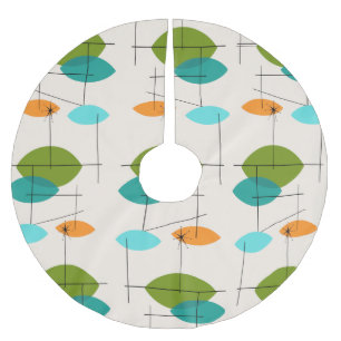 Jupon De Sapin En Polyester Brossé Jupe d'arbre de Noël Retro Atomic Mobile Motif