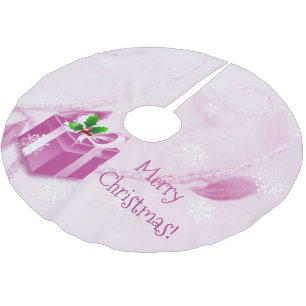 Jupon De Sapin En Polyester Brossé Jupe d'arbre de Noël rose