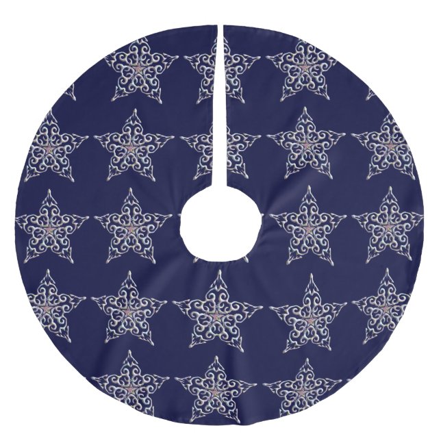 Jupon De Sapin En Polyester Brossé Jupe d'arbre de Noël Stars (Devant)