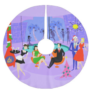 Jupon De Sapin En Polyester Brossé Jupe d'arbre de Noël Tropical Retro