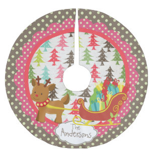 Jupon De Sapin En Polyester Brossé Jupe d'arbre de vacances de renne et de Noël de