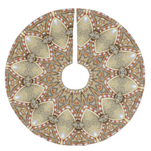 Jupon De Sapin En Polyester Brossé Jupe d'arbre décoratif or