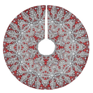 Jupon De Sapin En Polyester Brossé Jupe d'arbre décoratif rouge