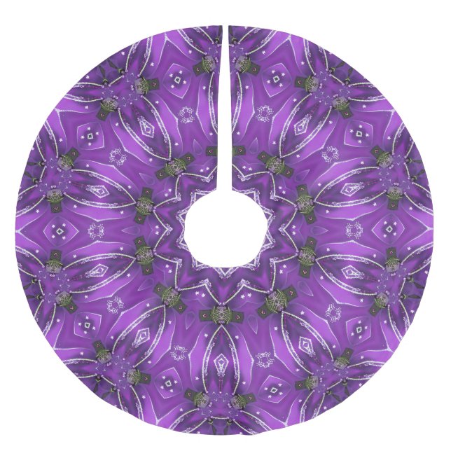 Jupon De Sapin En Polyester Brossé Jupe d'arbre décoratif violet (Devant)