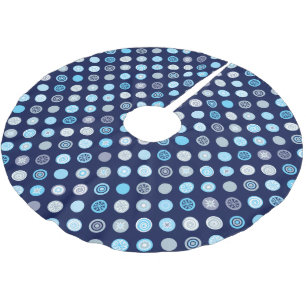 Jupon De Sapin En Polyester Brossé Jupe d'arbre du Motif à points bleus d'hiver