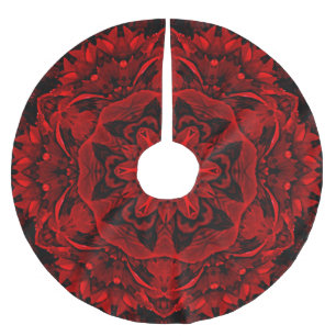 Jupon De Sapin En Polyester Brossé Jupe d'arbre floral Feuille rouge