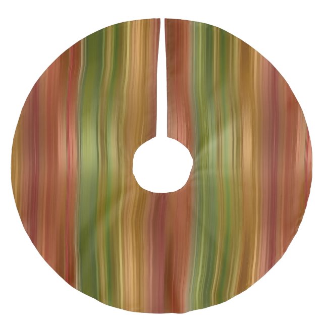 Jupon De Sapin En Polyester Brossé Jupe d'arbre rayé rouge et vert (Devant)