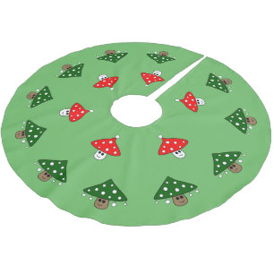 Jupon De Sapin En Polyester Brossé Jupe de fête verte d'arbre de champignons