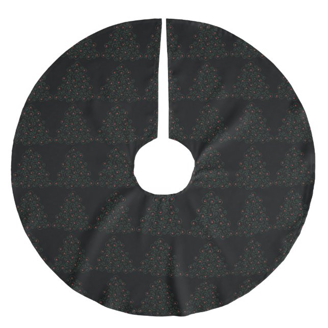 Jupon De Sapin En Polyester Brossé Jupe de Noël à boule Noire (Devant)