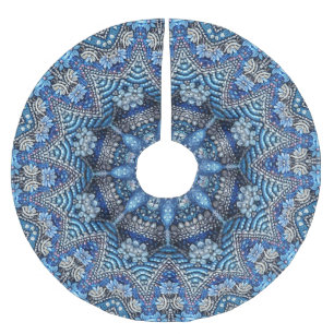 Jupon De Sapin En Polyester Brossé Jupe de Noël Décorée Bleue