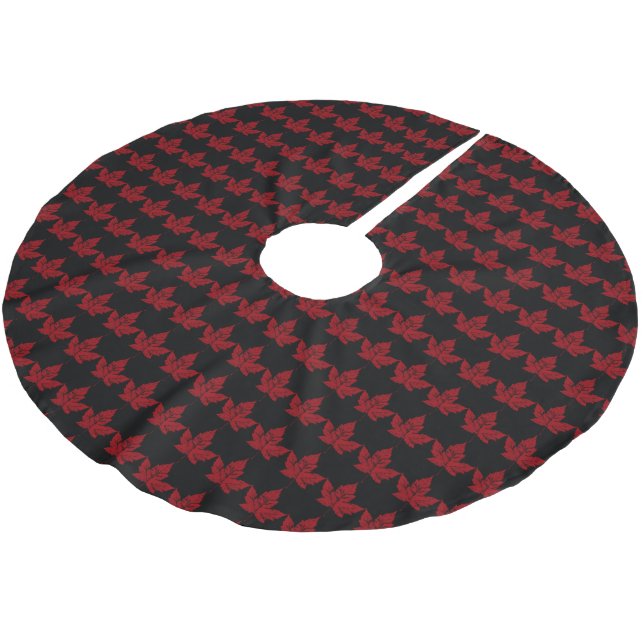 Jupon De Sapin En Polyester Brossé Jupe de Noël du Canada Cool Feuille d'érable du Ca (Angle)