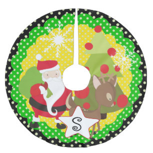 Jupon De Sapin En Polyester Brossé Jupe de Noël père Noël et Reindeer