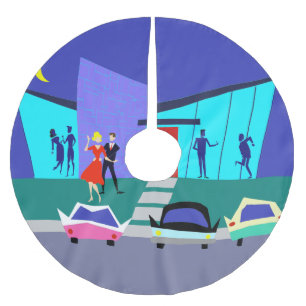 Jupon De Sapin En Polyester Brossé Jupe de Noël Retro Open House Party