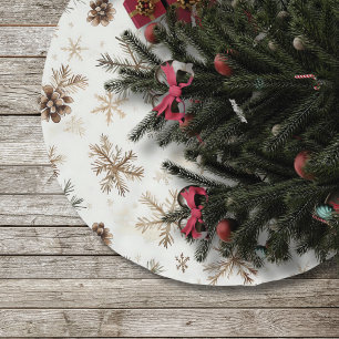 Jupon De Sapin En Polyester Brossé Jupe de Noël rustique vintage, cônes de pin