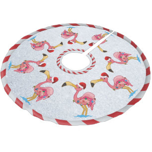 Jupon De Sapin En Polyester Brossé Jupe d'Flamant rose décorée de Noël