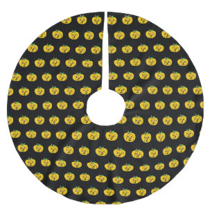 Jupon De Sapin En Polyester Brossé Jupe d'Halloween Citrouille noire et orange