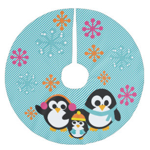 Jupon De Sapin En Polyester Brossé Jupe d'hiver Penguins Holiday Tree