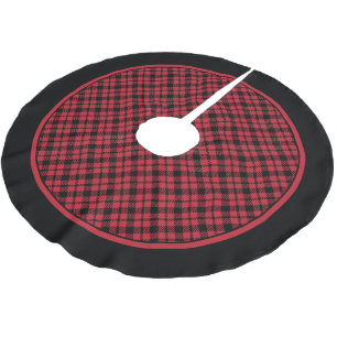 Jupon De Sapin En Polyester Brossé Jupe Diamond Tartan Red Black Plaid Tree