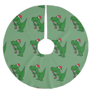 Jupon De Sapin En Polyester Brossé Jupe drôle d'arbre de Noël de dinosaure de T-rex