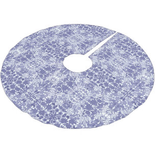 Jupon De Sapin En Polyester Brossé Jupe florale néerlandaise blanche bleue d'arbre de