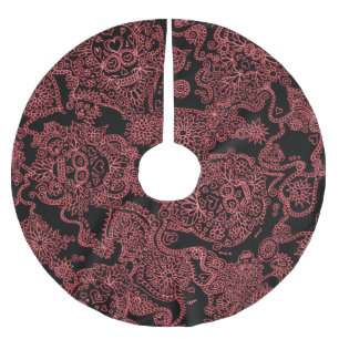 Jupon De Sapin En Polyester Brossé Jupe gothique rouge et noire