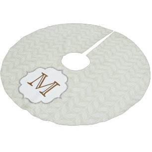 Jupon De Sapin En Polyester Brossé Jupe initiale de la feuille d'arbre blanc