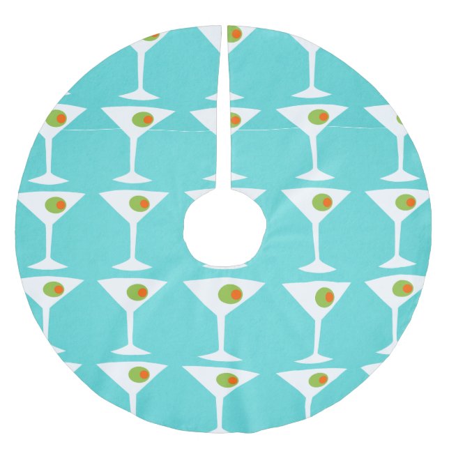 Jupon De Sapin En Polyester Brossé Jupe Martini Arbre de Noël (turquoise) (Devant)
