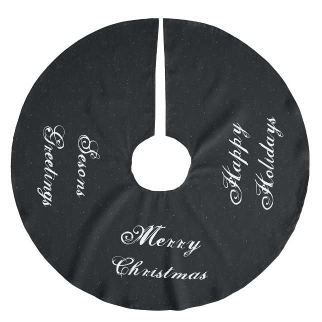 Jupon De Sapin En Polyester Brossé Jupe Noir Et Blanc De NoëlArbre (Devant)